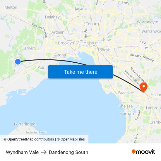 Wyndham Vale to Dandenong South map