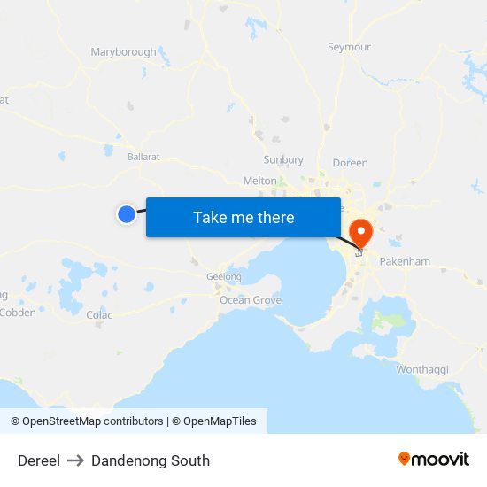 Dereel to Dandenong South map