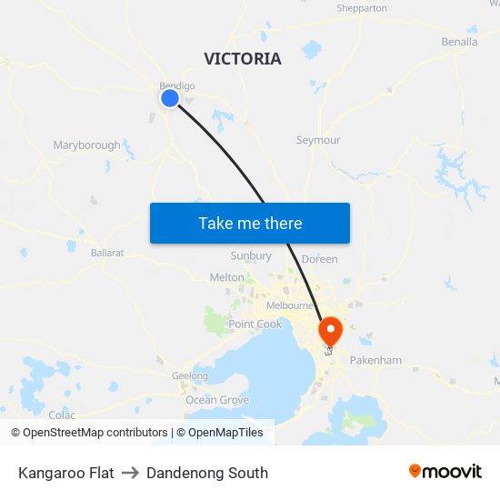 Kangaroo Flat to Dandenong South map