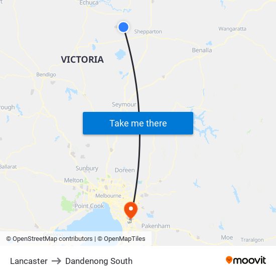 Lancaster to Dandenong South map