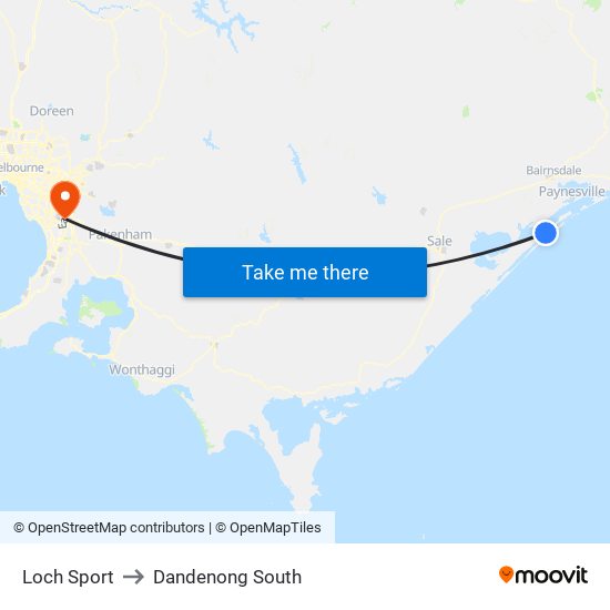 Loch Sport to Dandenong South map