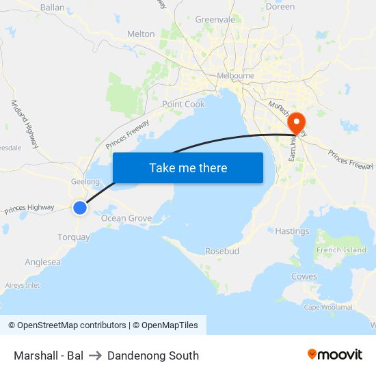 Marshall - Bal to Dandenong South map