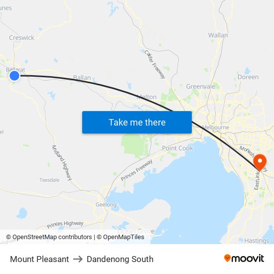 Mount Pleasant to Dandenong South map