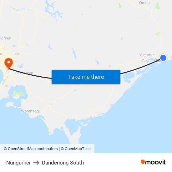Nungurner to Dandenong South map
