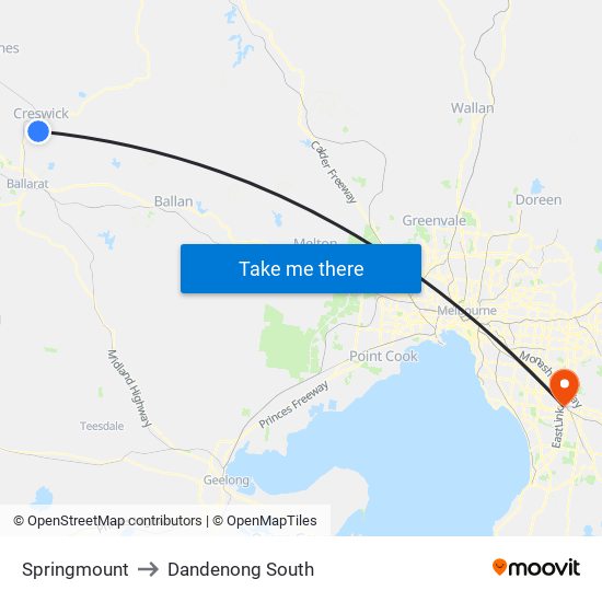 Springmount to Dandenong South map