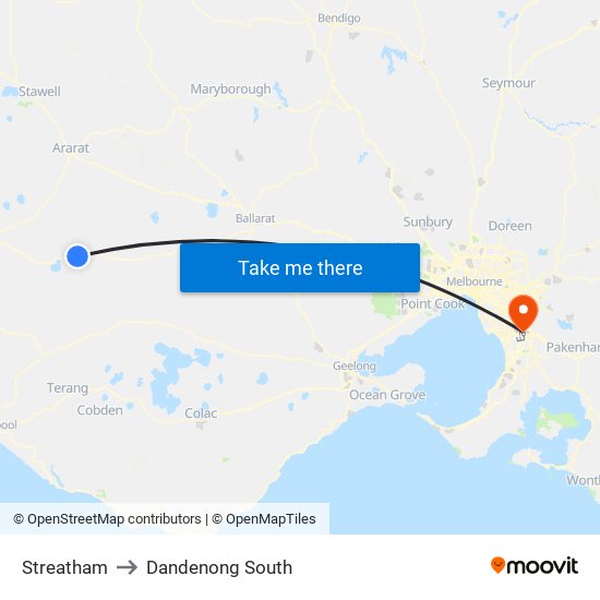 Streatham to Dandenong South map