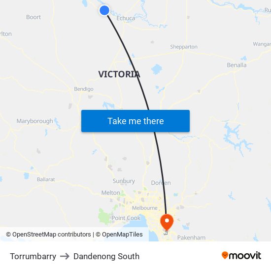 Torrumbarry to Dandenong South map