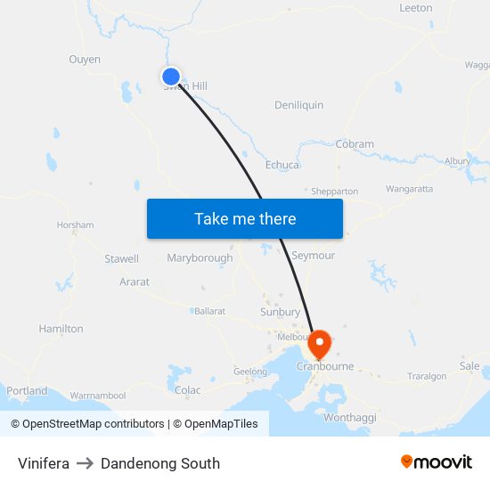 Vinifera to Dandenong South map