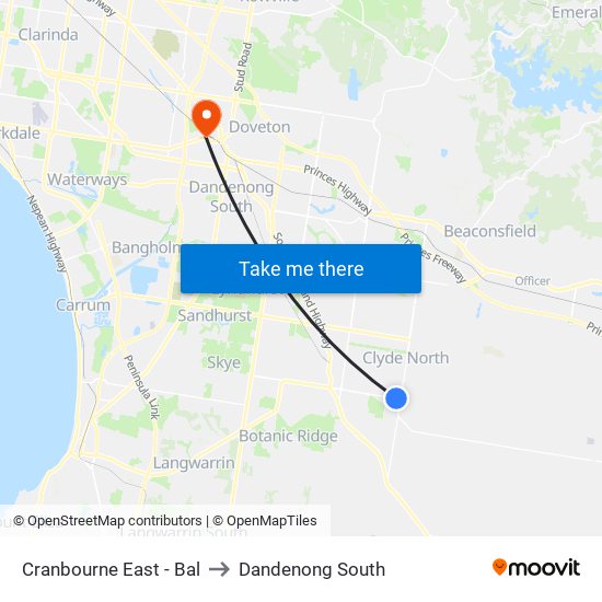 Cranbourne East - Bal to Dandenong South map