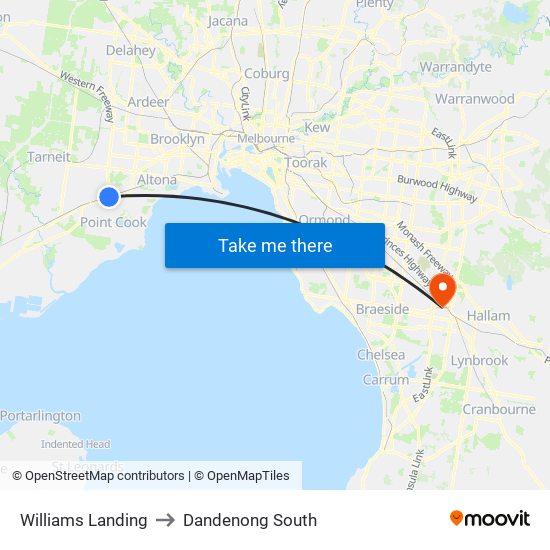 Williams Landing to Dandenong South map