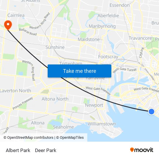 Albert Park to Deer Park map