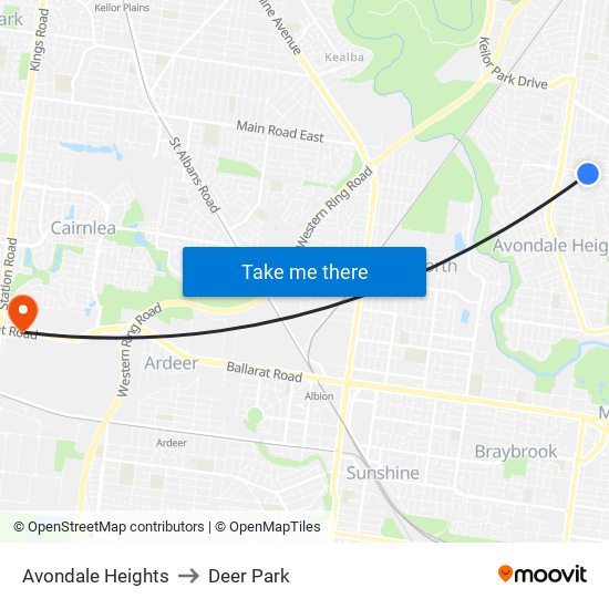 Avondale Heights to Deer Park map