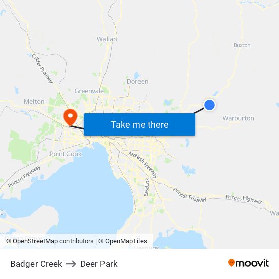 Badger Creek to Deer Park map