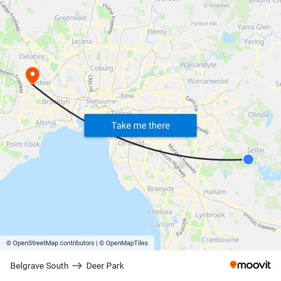 Belgrave South to Deer Park map