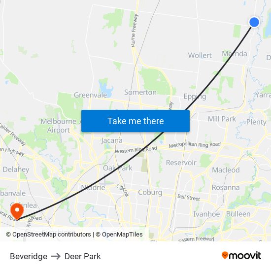 Beveridge to Deer Park map