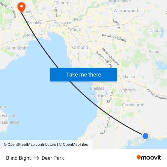 Blind Bight to Deer Park map