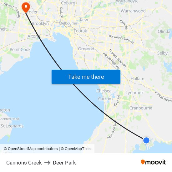 Cannons Creek to Deer Park map