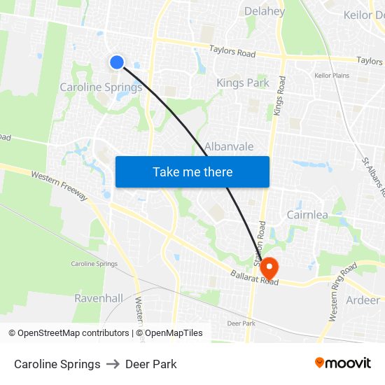 Caroline Springs to Deer Park map