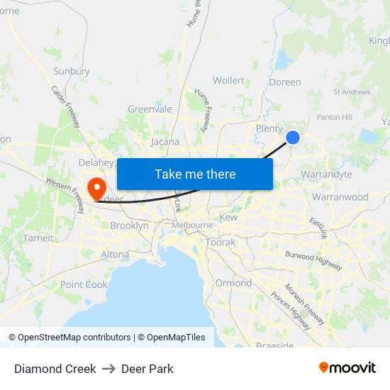 Diamond Creek to Deer Park map