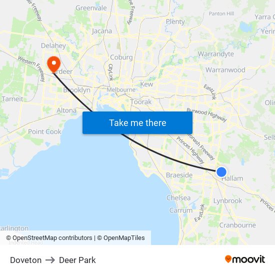 Doveton to Deer Park map