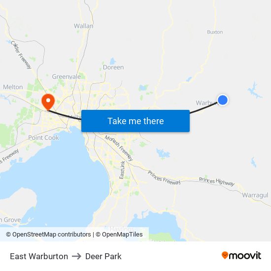 East Warburton to Deer Park map