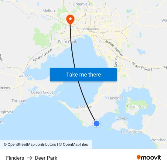 Flinders to Deer Park map