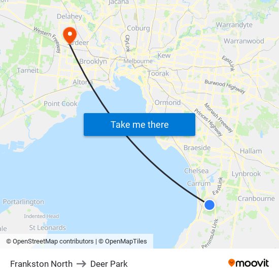 Frankston North to Deer Park map