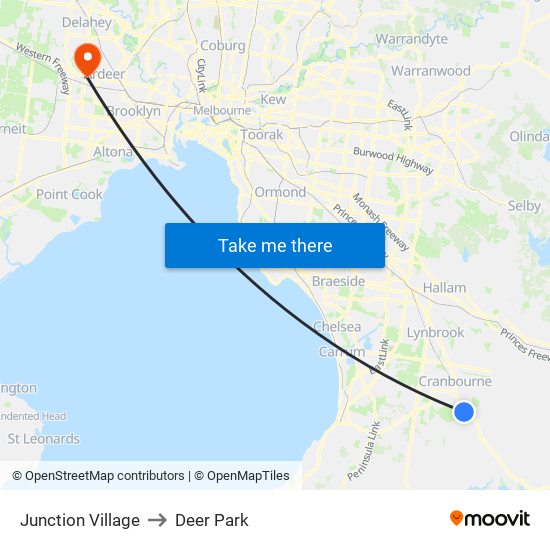Junction Village to Deer Park map
