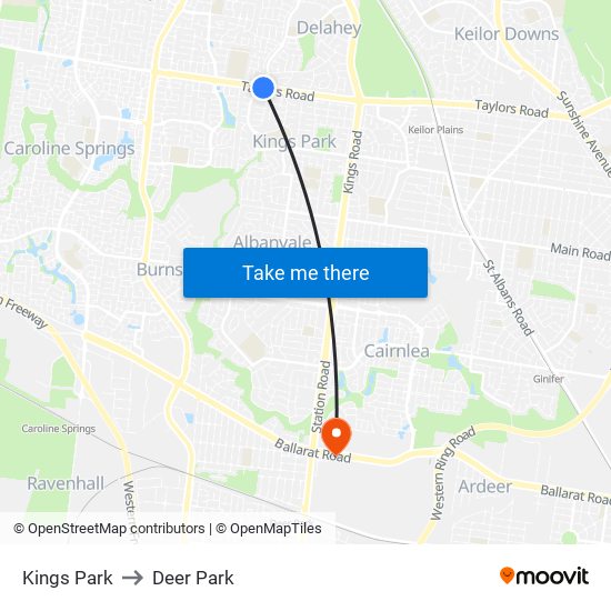 Kings Park to Deer Park map