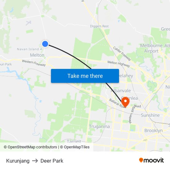 Kurunjang to Deer Park map