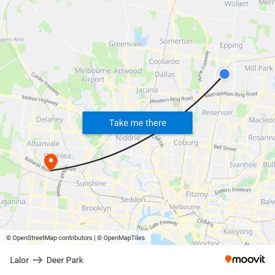 Lalor to Deer Park map