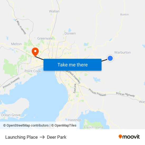 Launching Place to Deer Park map