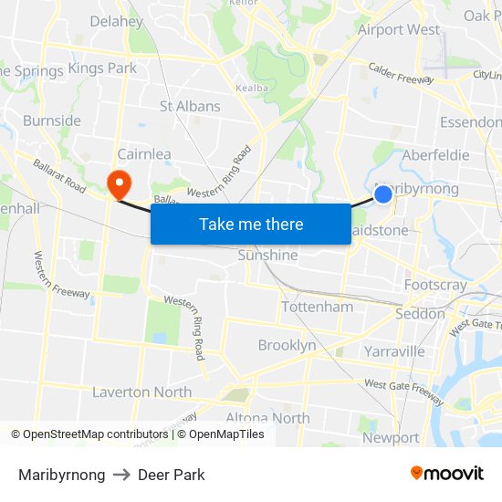 Maribyrnong to Deer Park map