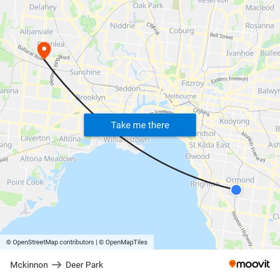 Mckinnon to Deer Park map