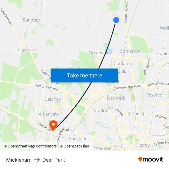 Mickleham to Deer Park map