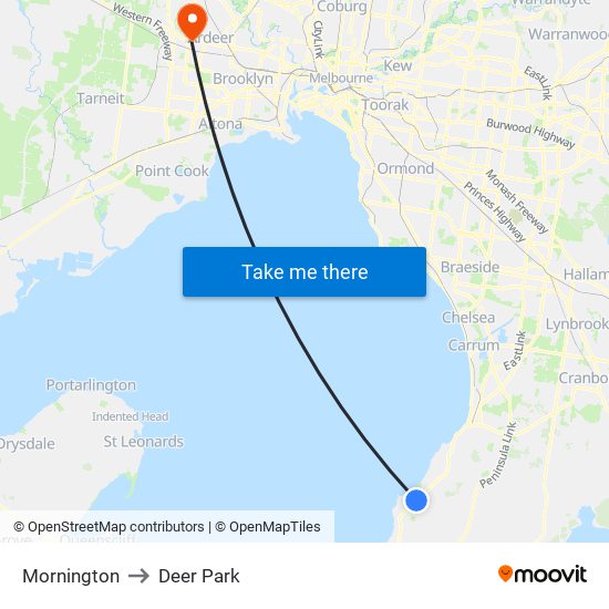 Mornington to Deer Park map