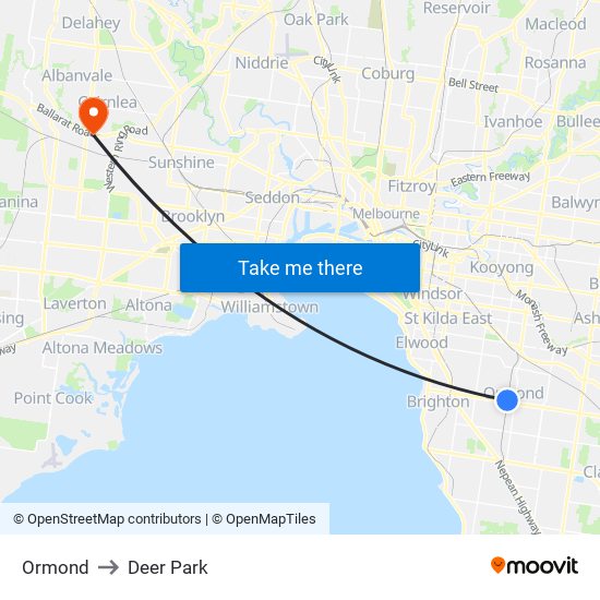 Ormond to Deer Park map