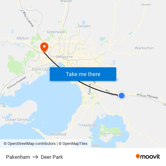 Pakenham to Deer Park map