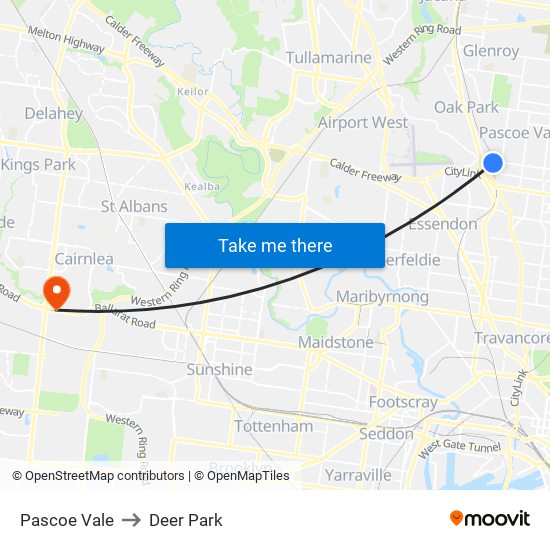 Pascoe Vale to Deer Park map