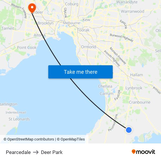 Pearcedale to Deer Park map