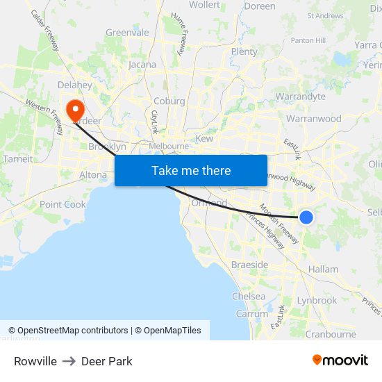 Rowville to Deer Park map