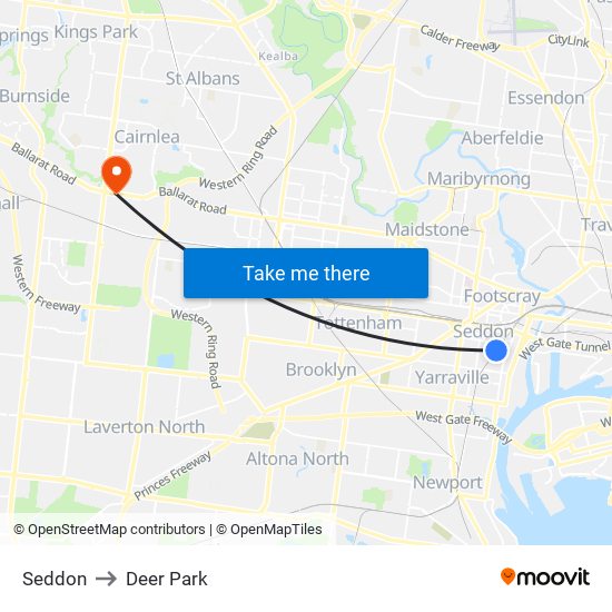 Seddon to Deer Park map