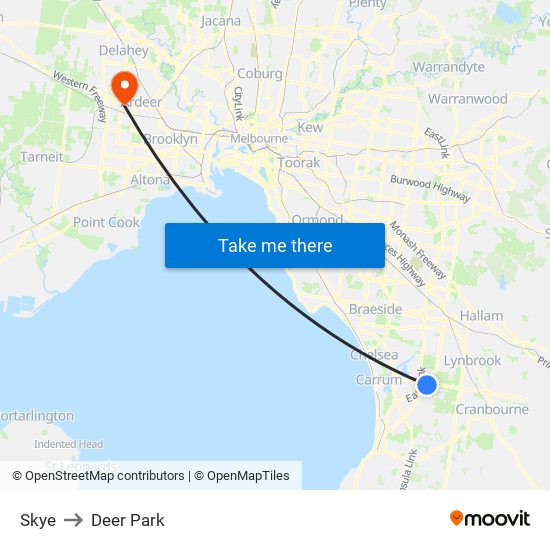 Skye to Deer Park map