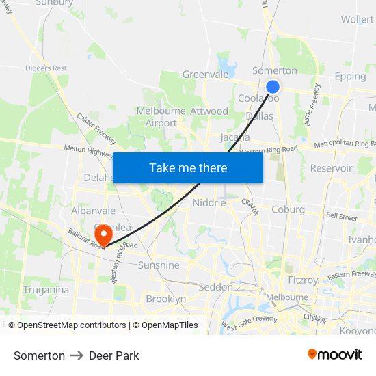 Somerton to Deer Park map