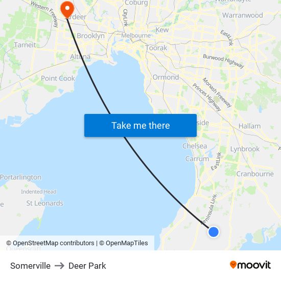 Somerville to Deer Park map