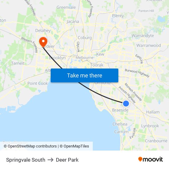 Springvale South to Deer Park map