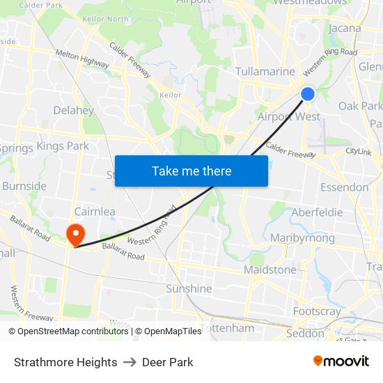 Strathmore Heights to Deer Park map