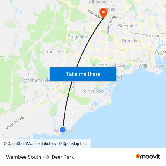 Werribee South to Deer Park map