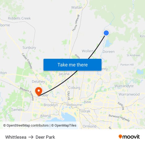 Whittlesea to Deer Park map