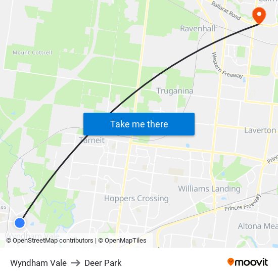 Wyndham Vale to Deer Park map